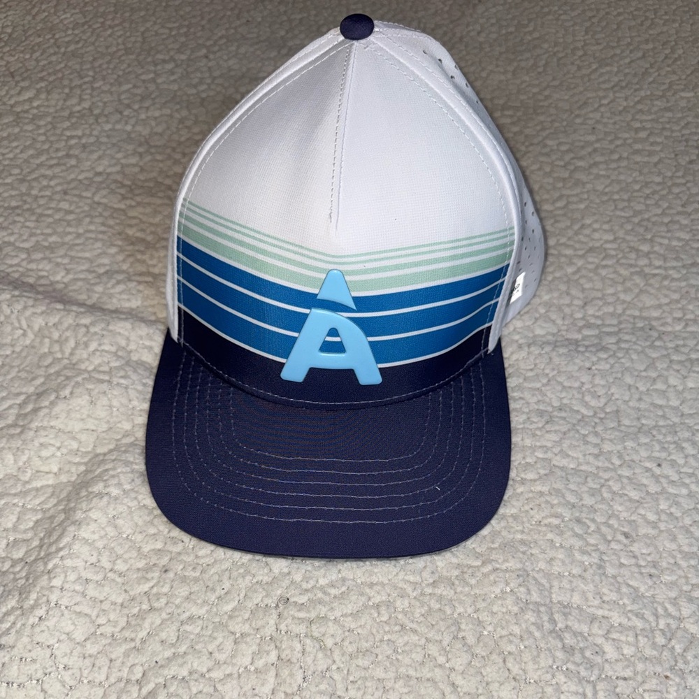Blue and White Trucker Hat with Stripes